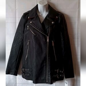 BCBG GENERATION New Black Faux Leather Moto Jacket